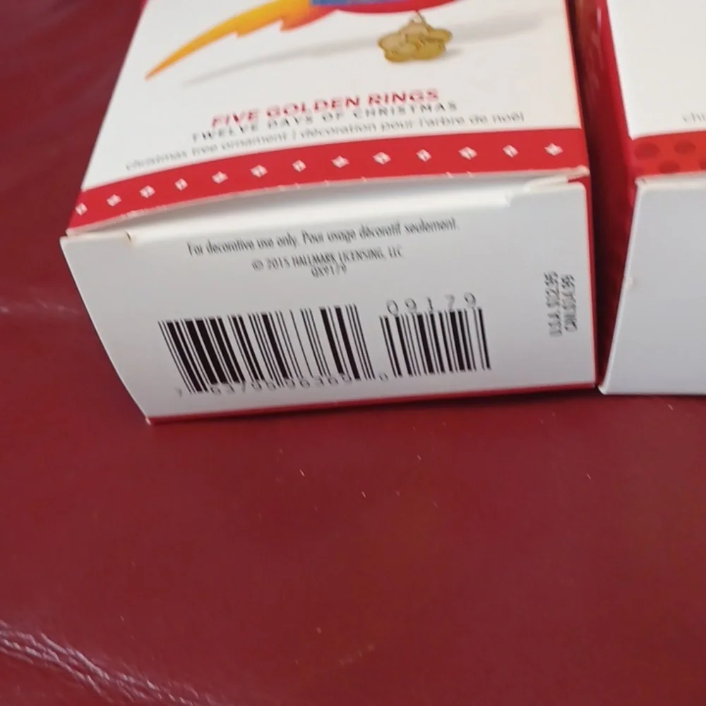 Hallmark Keepsake Ornament Trio - Red and Gold Cupcake, Hens, Rings